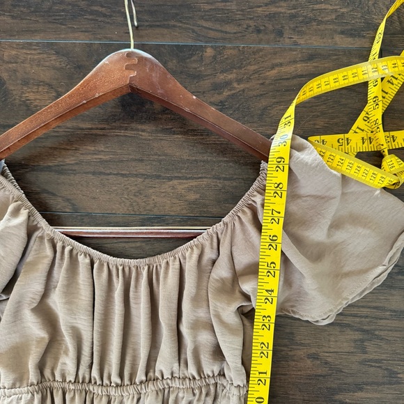 Altar'd State Off the Shoulder mini dress tan mini peasant lightweight Sz Xs - Picture 8 of 9